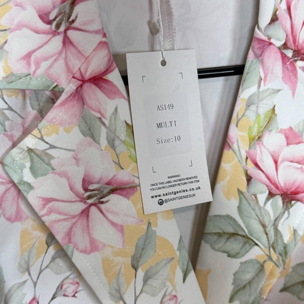 Saint Genies coat Floral trench coat jacket / blazer dress  Sz 6 WOMEN USA NEW - Picture 6 of 10